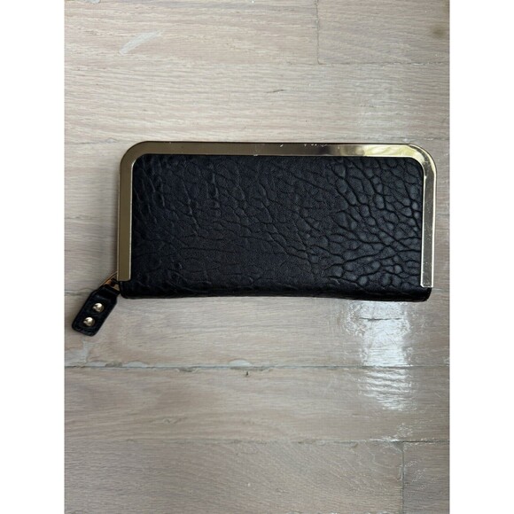 Urban‎ Expressions Vegan Leather Wallet Black/Gold Clutch Cruelty Free NWOT - Picture 1 of 3
